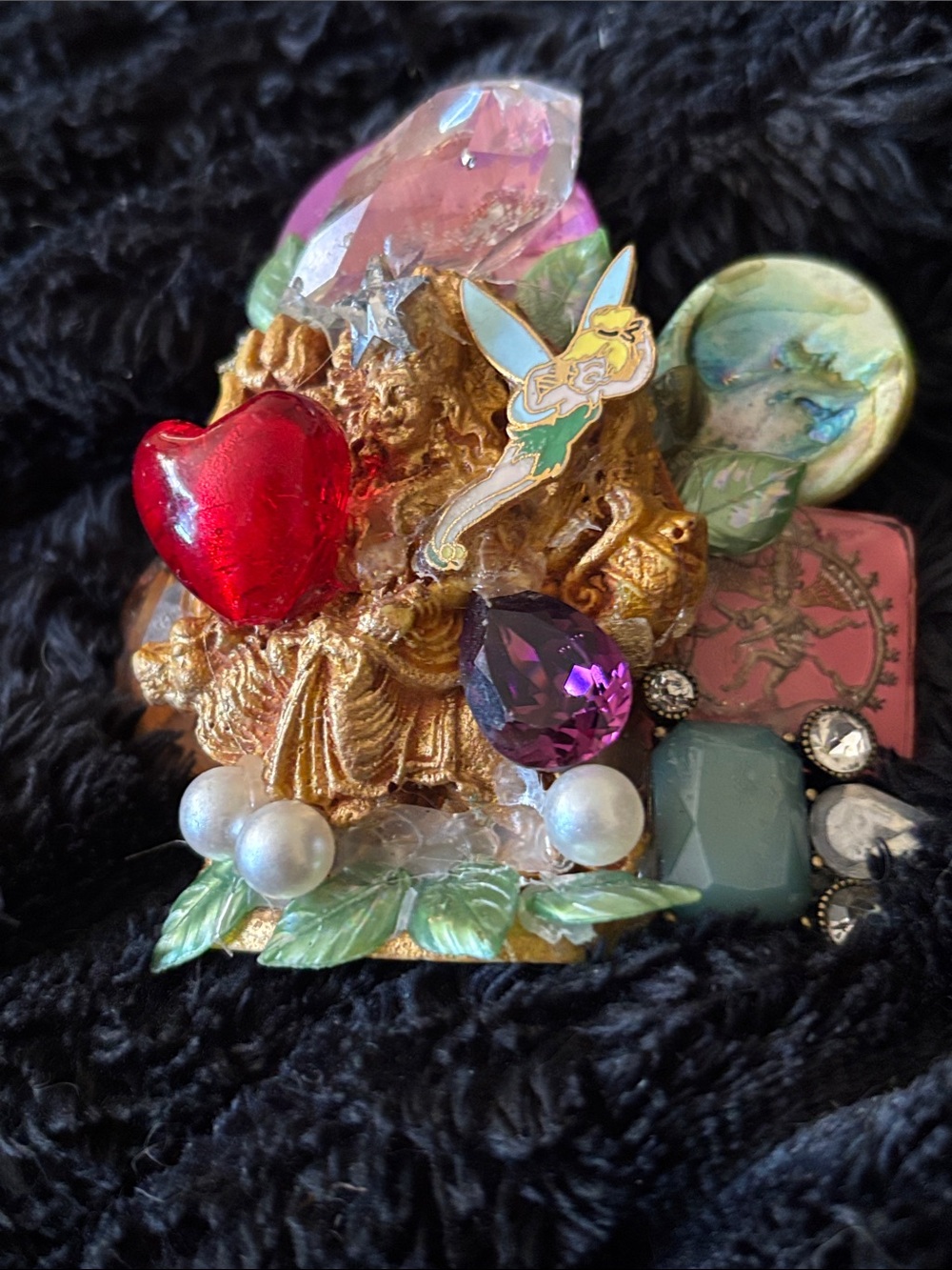 Gold-Tone Multicolor Enamel & Crystal Tinker Bell Brooch